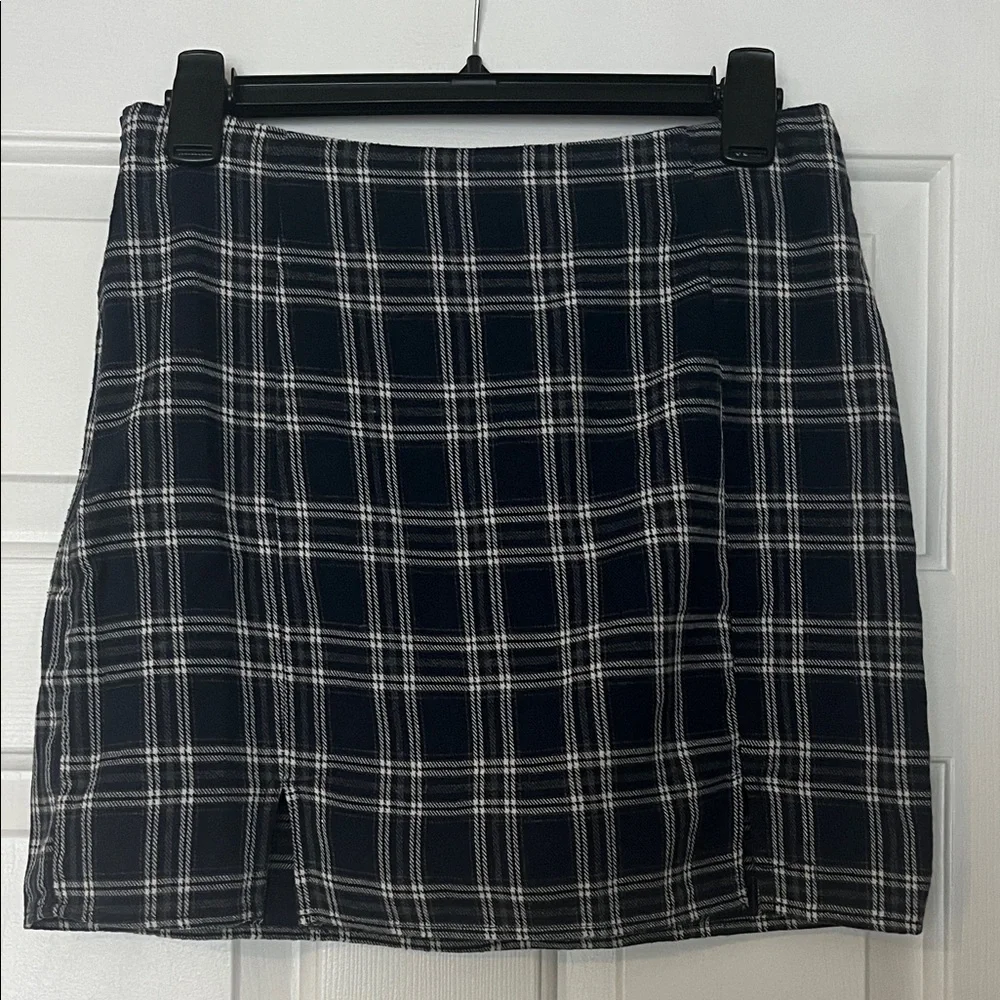 Plaid Navy, Black, and White Women's Mini Skirt